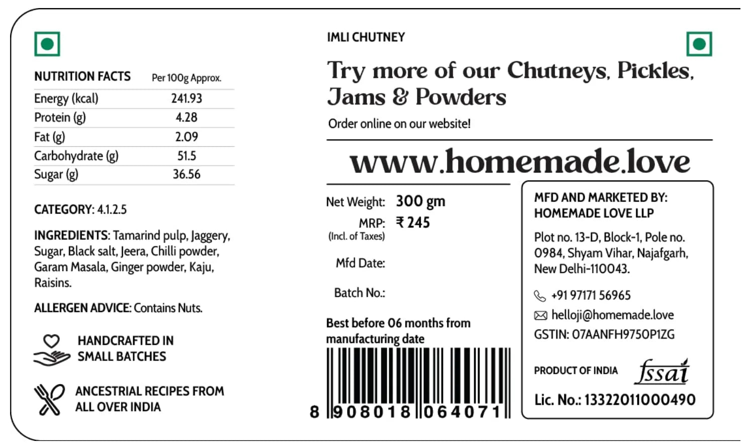 Imli Chutney with Jaggery Gud & Raisins